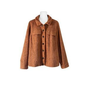 Lane Bryant Cropped Teddy Coat • Argan Oil • Size 4X